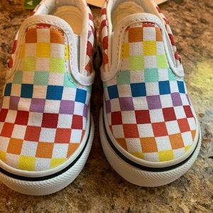 Vans toddler size 4 slip on rainbow checkerboard skate shoes